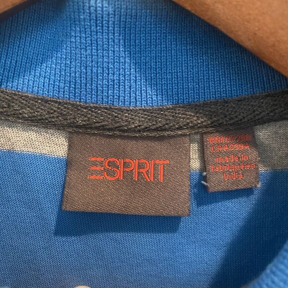 Vintage Esprit Rugby Shirt Men S Blue Striped Stitched Embroidered Urban Fit NWT - Picture 4 of 14